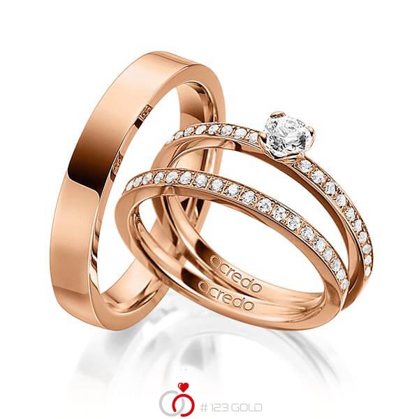 Tri-Set in Rotgold 585 mit 0,3 ct. + zus. 0,42 ct. Brillant tw, si von acredo - A-1568-4 Tri-Set in Rotgold 585 mit 0,3 ct. + zus. 0,42 ct. Brillant tw, si von acredo - A-1568-4
