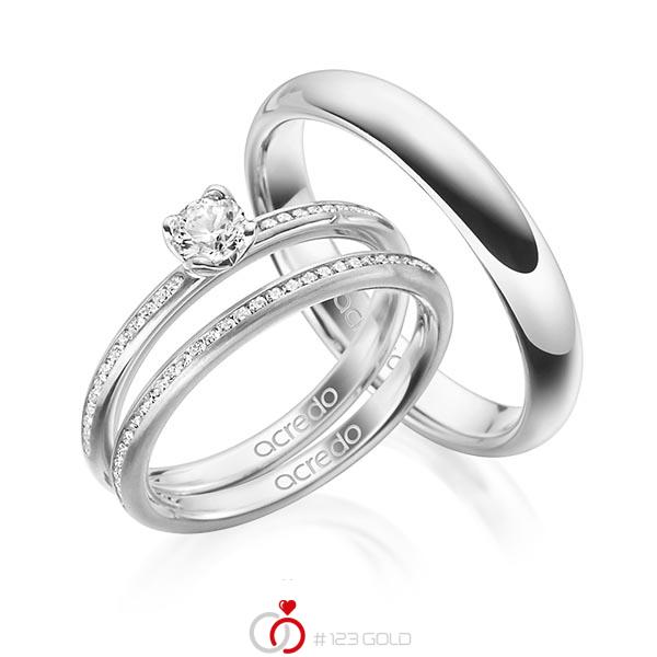 Tri-Set in Weissgold 585 mit 0,3 ct. + zus. 0,28 ct. Brillant tw, si von acredo - A-1602-1 Tri-Set in Weissgold 585 mit 0,3 ct. + zus. 0,28 ct. Brillant tw, si von acredo - A-1602-1