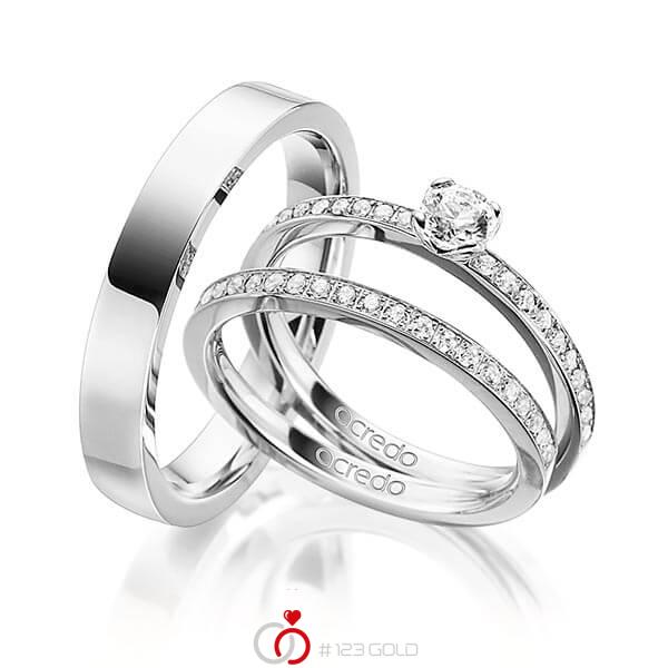 Tri-Set in Weissgold 585 mit 0,3 ct. + zus. 0,42 ct. Brillant tw, si von acredo - A-1568-1 Tri-Set in Weissgold 585 mit 0,3 ct. + zus. 0,42 ct. Brillant tw, si von acredo - A-1568-1