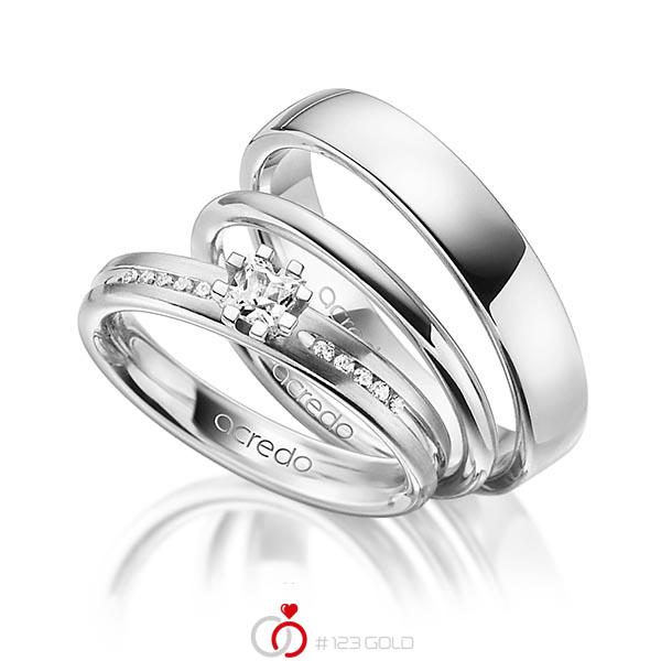 Tri-Set in Weißgold 585 mit zus. 0,33 ct. Prinzess-Diamant tw, vs tw, si von acredo - A-1428-5 Tri-Set in Weißgold 585 mit zus. 0,33 ct. Prinzess-Diamant tw, vs tw, si von acredo - A-1428-5