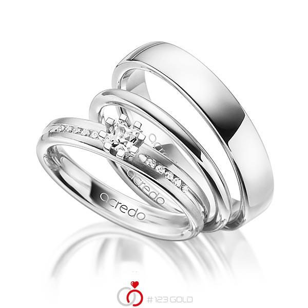 Tri-Set in Weißgold 585 Roségold 585 mit zus. 0,33 ct. Prinzess-Diamant tw, si von acredo - A-1428-1 Tri-Set in Weißgold 585 Roségold 585 mit zus. 0,33 ct. Prinzess-Diamant tw, si von acredo - A-1428-1