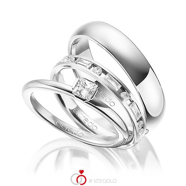 Tri-Set in witgoud 18 kt. met in totaal 1,015 ct. Princess-Diamant & Briljant & Baguette-Diamant tw/si tw,vs van acredo - A-1436-12 Tri-Set in witgoud 18 kt. met in totaal 1,015 ct. Princess-Diamant & Briljant & Baguette-Diamant tw/si tw,vs van acredo - A-1436-12