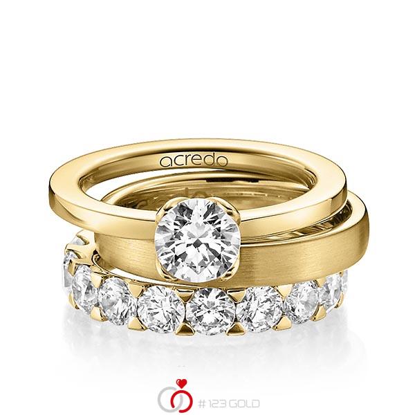 Triset in Gelbgold 585 mit 1 ct. + zus. 3,04 ct. Brillant tw, vs von acredo - A-1226-2 Triset in Gelbgold 585 mit 1 ct. + zus. 3,04 ct. Brillant tw, vs von acredo - A-1226-2