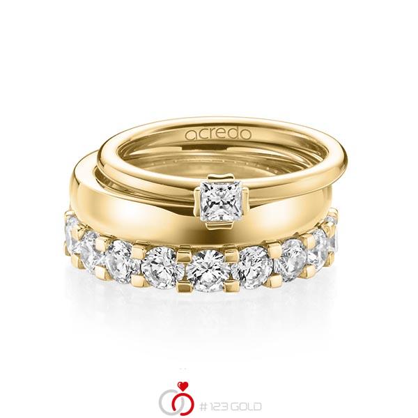 Triset in Gelbgold 750 mit zus. 3,29 ct. Prinzess-Diamant & Brillant tw, si tw, vs von acredo - A-1236-14 Triset in Gelbgold 750 mit zus. 3,29 ct. Prinzess-Diamant & Brillant tw, si tw, vs von acredo - A-1236-14