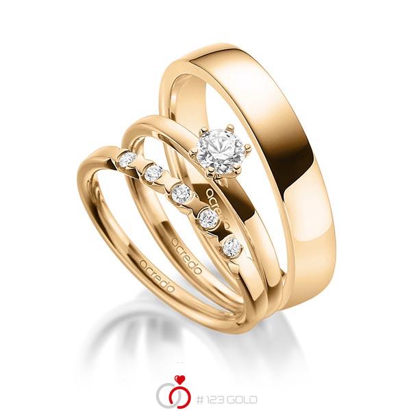 Triset in Roségold 585 mit 0,3 ct. + zus. 0,1 ct. Brillant tw, vs von acredo - A-1886-5 Triset in Roségold 585 mit 0,3 ct. + zus. 0,1 ct. Brillant tw, vs von acredo - A-1886-5