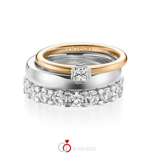 Triset in Roségold 750 Weissgold 750 mit zus. 3,29 ct. Prinzess-Diamant & Brillant tw, si tw, vs von acredo - A-1236-12 Triset in Roségold 750 Weissgold 750 mit zus. 3,29 ct. Prinzess-Diamant & Brillant tw, si tw, vs von acredo - A-1236-12