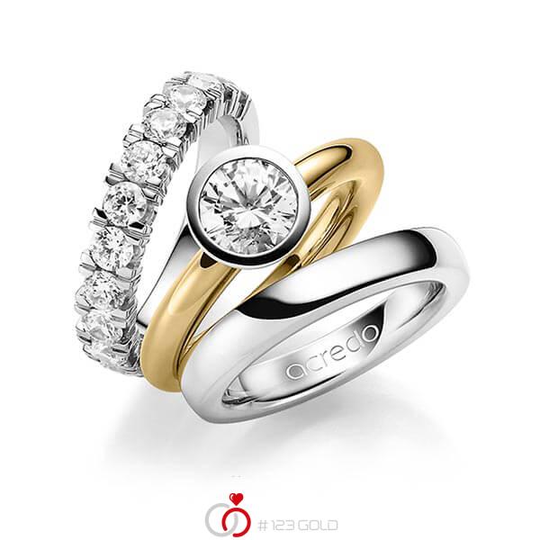 Triset in Weißgold 585 halbausgefasst mit 1 ct. + zus. 1,5 ct. Brillant tw, vs von acredo - A-1452-1 Triset in Weißgold 585 halbausgefasst mit 1 ct. + zus. 1,5 ct. Brillant tw, vs von acredo - A-1452-1