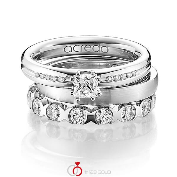 Triset in Weissgold 585 mit 0,5 ct. + zus. 1,1 ct. Prinzess-Diamant & Brillant tw, vs tw, si von acredo - A-1232-1 Triset in Weissgold 585 mit 0,5 ct. + zus. 1,1 ct. Prinzess-Diamant & Brillant tw, vs tw, si von acredo - A-1232-1