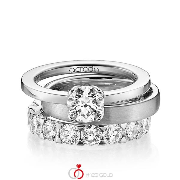 Triset in Weissgold 585 mit 1 ct. + zus. 3,04 ct. Brillant tw, vs von acredo - A-1226-1 Triset in Weissgold 585 mit 1 ct. + zus. 3,04 ct. Brillant tw, vs von acredo - A-1226-1