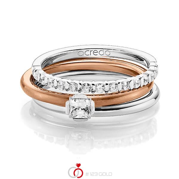 Triset in witgoud 14 kt. half gezet met in totaal 0,55 ct. Briljant & Princess-Diamant tw,vs tw/si van acredo - A-1290-1 Triset in witgoud 14 kt. half gezet met in totaal 0,55 ct. Briljant & Princess-Diamant tw,vs tw/si van acredo - A-1290-1