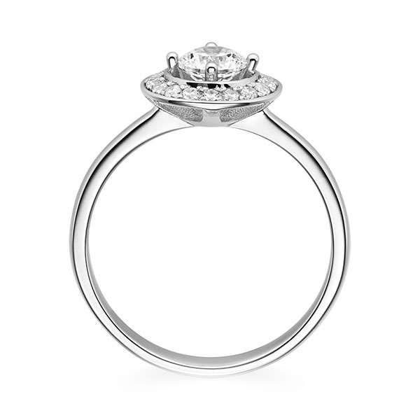 Diamond ring Sunshine 4 prongs with halo in pavé setting, Width: 3,00, Height: 1,50