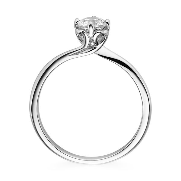 Diamond Cordial 4 prongs with heart detail, Width: 2,20, Height: 1,40