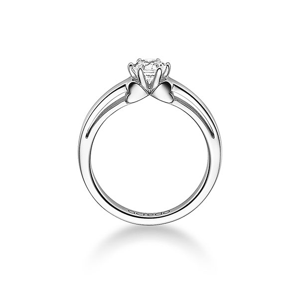 Heart Solitaire, profile shank with integrated hearts, 6 prongs