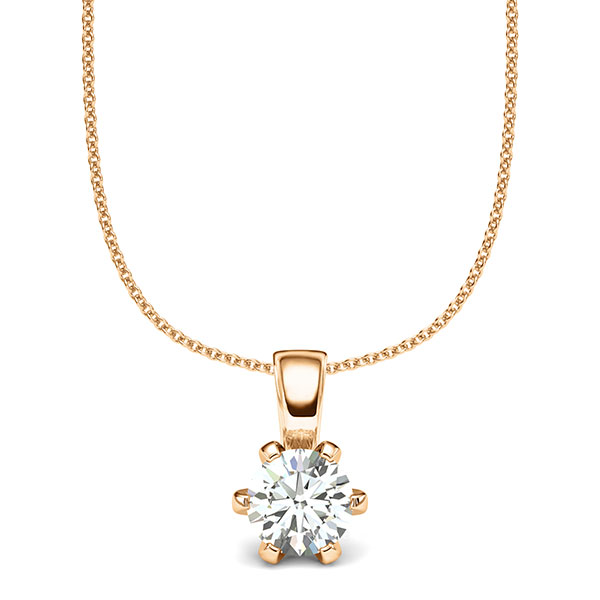 Anhänger - 6er Krappe = G159 in Roségold 585 mit 1 ct. Brillant tw, si von acredo