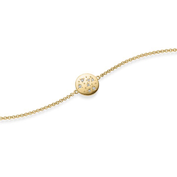 Armband met hanger in geelgoud 14 kt. met in totaal 0,05 ct. tw/si van acredo