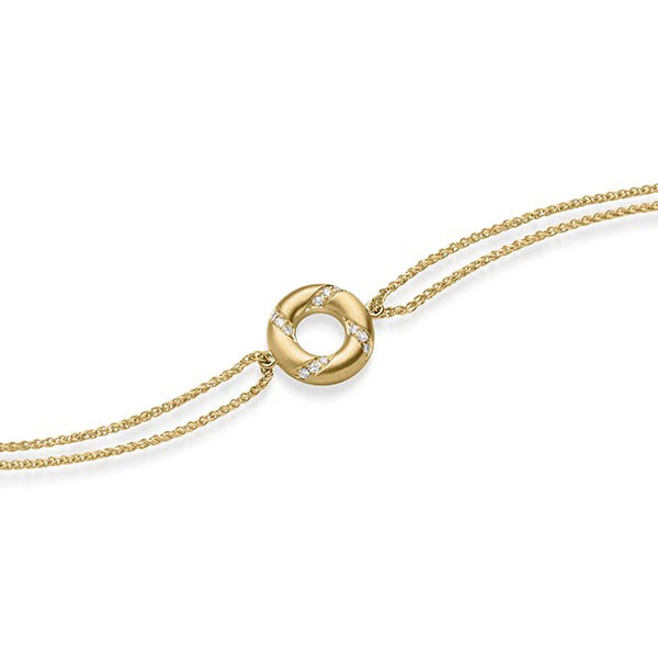 Armband met hanger in geelgoud 14 kt. met in totaal 0,06 ct. tw/si van acredo