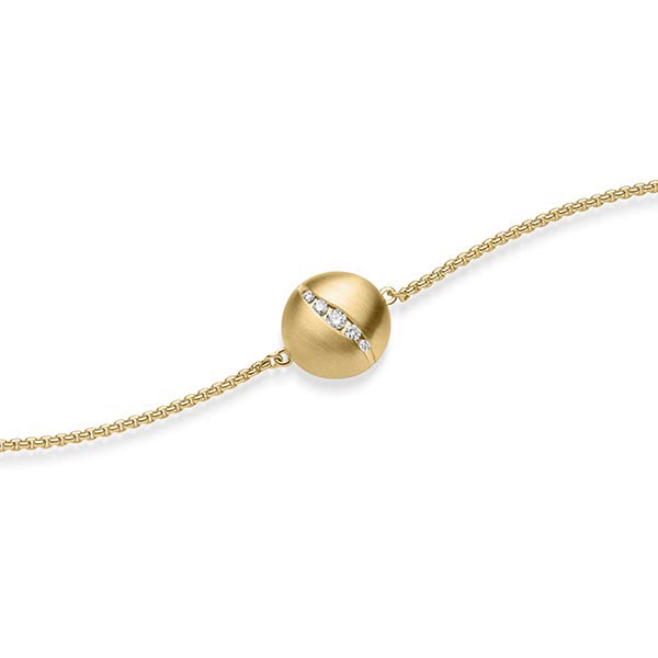 Armband met hanger in geelgoud 14 kt. met in totaal 0,076 ct. tw/si van acredo