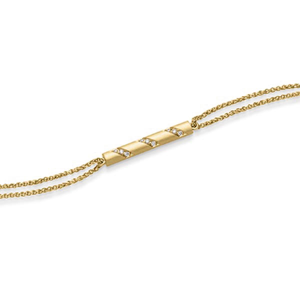 Armband met hanger in geelgoud 14 kt. met in totaal 0,09 ct. tw/si van acredo