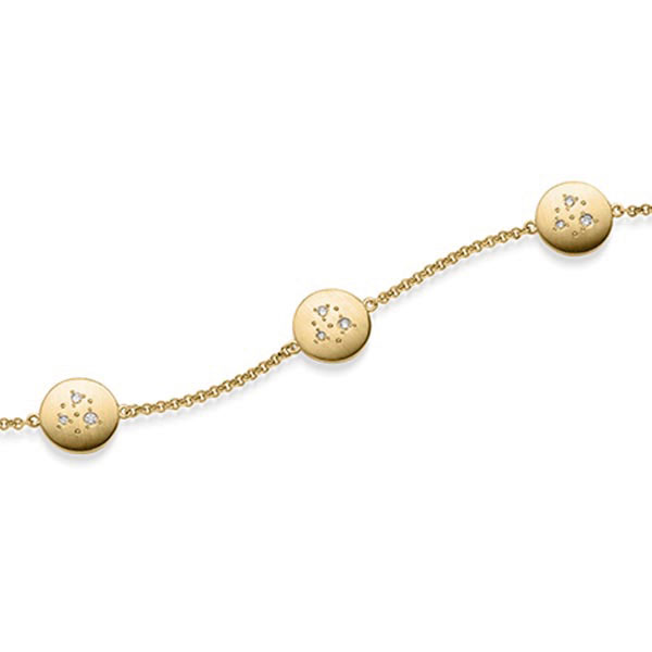 Armband met hanger in geelgoud 14 kt. met in totaal 0,09 ct. tw/si van acredo