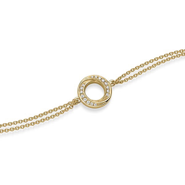 Armband met hanger in geelgoud 14 kt. met in totaal 0,112 ct. tw/si van acredo