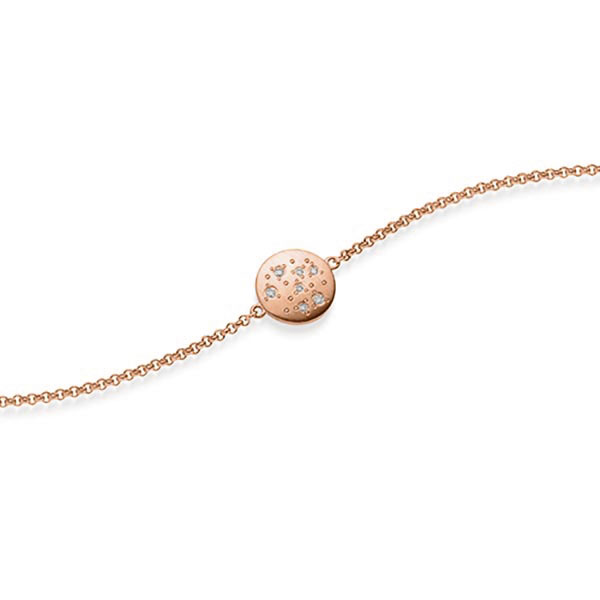 Armband met hanger in roodgoud 14 kt. met in totaal 0,05 ct. tw/si van acredo