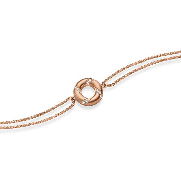 Armband met hanger in roodgoud 14 kt. met in totaal 0,06 ct. tw/si van acredo