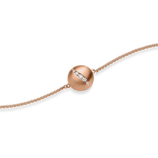 Armband met hanger in roodgoud 14 kt. met in totaal 0,076 ct. tw/si van acredo