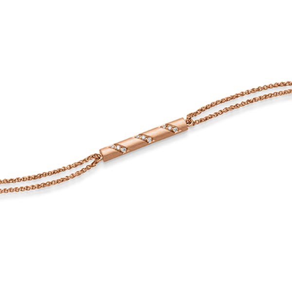 Armband met hanger in roodgoud 14 kt. met in totaal 0,09 ct. tw/si van acredo