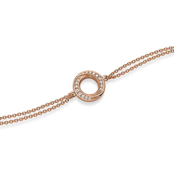 Armband met hanger in roodgoud 14 kt. met in totaal 0,112 ct. tw/si van acredo