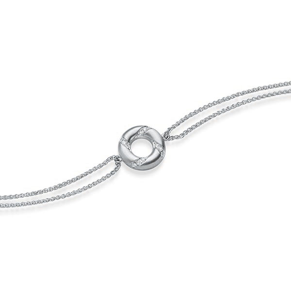 Armband met hanger in witgoud 14 kt. met in totaal 0,06 ct. tw/si van acredo