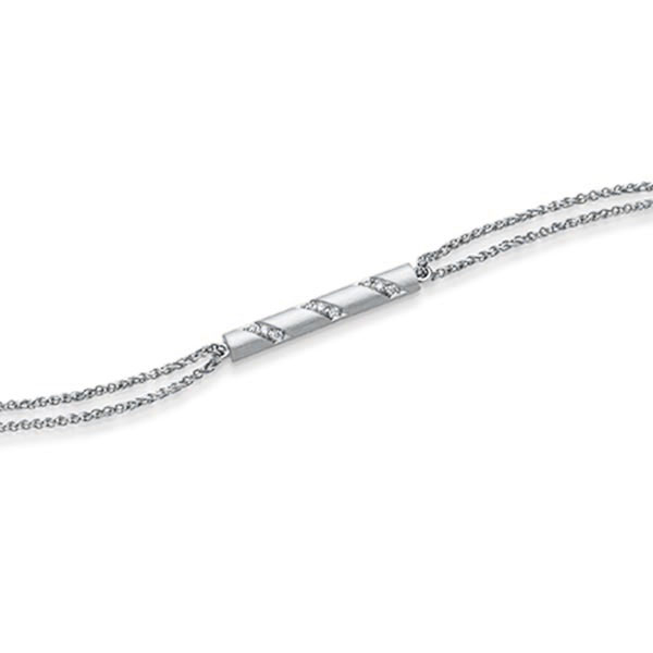 Armband met hanger in witgoud 14 kt. met in totaal 0,09 ct. tw/si van acredo