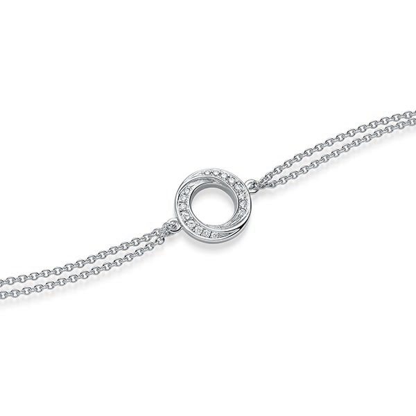 Armband met hanger in witgoud 14 kt. met in totaal 0,112 ct. tw/si van acredo