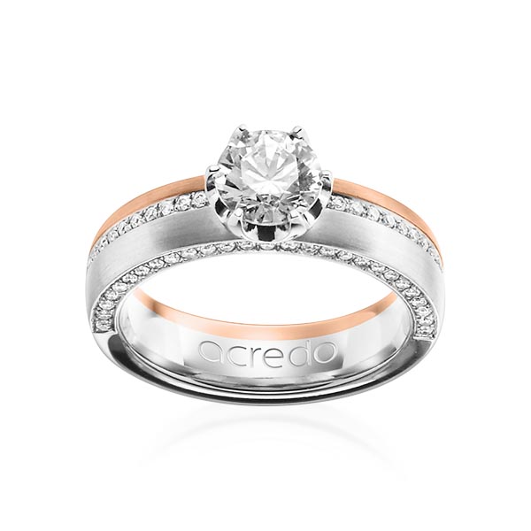 bicolor memoire- wedding band in White gold 14K (585/1000) Red gold 14K (585/1000) half set with diamonds with 0,7 ct. + in total 0,275 ct. brilliant tw,si tw,vs by acredo - A-1202-10 bicolor memoire- wedding band in White gold 14K (585/1000) Red gold 14K (585/1000) half set with diamonds with 0,7 ct. + in total 0,275 ct. brilliant tw,si tw,vs by acredo - A-1202-10