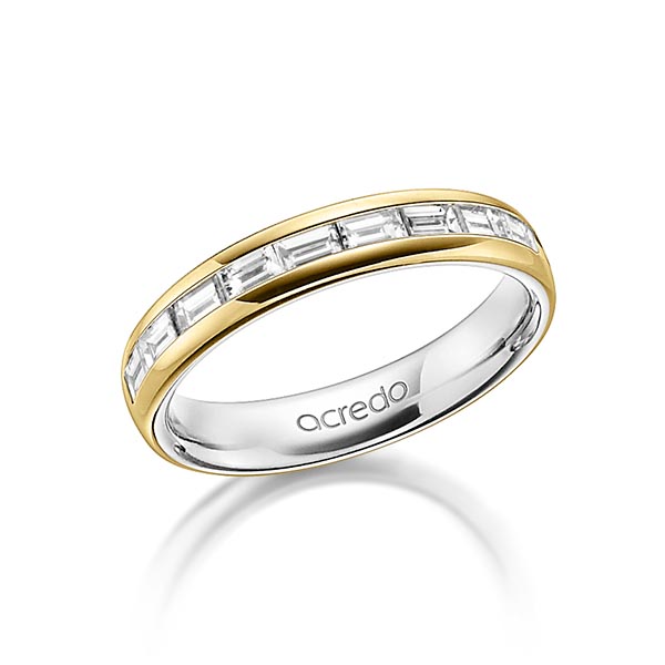bicolor Memoire-Trauring/Ehering in außen Gelbgold 750 , innen Platin 950 halbausgefasst mit zus. 0,8 ct. Baguette-Diamant tw, vs von acredo - A-1557-10 bicolor Memoire-Trauring/Ehering in außen Gelbgold 750 , innen Platin 950 halbausgefasst mit zus. 0,8 ct. Baguette-Diamant tw, vs von acredo - A-1557-10