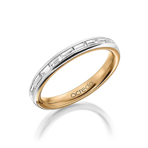 bicolor Memoire-Trauring/Ehering in außen Graugold 585 , innen Roségold 585 halbausgefasst mit zus. 0,5 ct. Baguette-Diamant tw, vs von acredo - A-1555-1 bicolor Memoire-Trauring/Ehering in außen Graugold 585 , innen Roségold 585 halbausgefasst mit zus. 0,5 ct. Baguette-Diamant tw, vs von acredo - A-1555-1