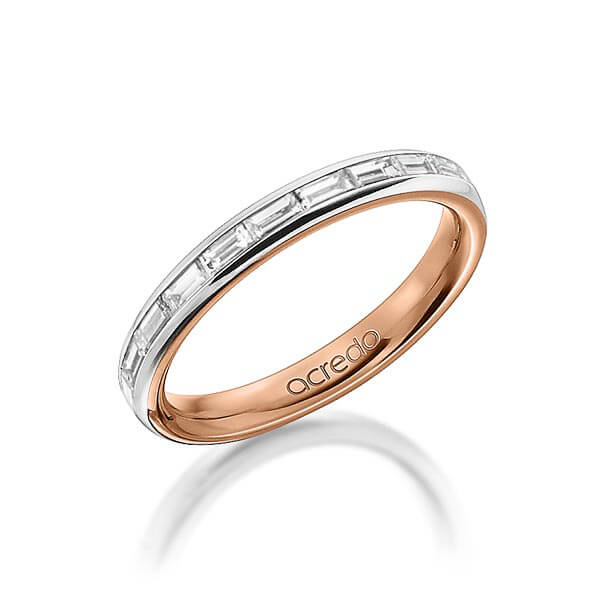 bicolor Memoire-Trauring/Ehering in außen Graugold 585 , innen Rotgold 585 halbausgefasst mit zus. 0,5 ct. Baguette-Diamant tw, vs von acredo - A-1555-3 bicolor Memoire-Trauring/Ehering in außen Graugold 585 , innen Rotgold 585 halbausgefasst mit zus. 0,5 ct. Baguette-Diamant tw, vs von acredo - A-1555-3