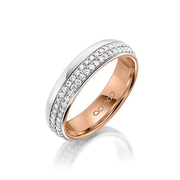 bicolor Memoire-Trauring/Ehering in außen Graugold 585 , innen Rotgold 585 vollausgefasst mit zus. 0,752 ct. Brillant tw, si von acredo - A-1560-2 bicolor Memoire-Trauring/Ehering in außen Graugold 585 , innen Rotgold 585 vollausgefasst mit zus. 0,752 ct. Brillant tw, si von acredo - A-1560-2