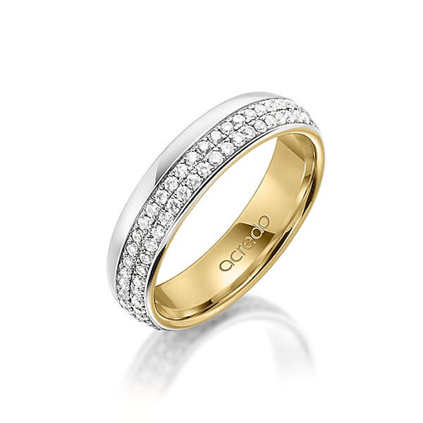 bicolor Memoire-Trauring/Ehering in außen Platin 950 , innen Gelbgold 750 vollausgefasst mit zus. 0,752 ct. Brillant tw, si von acredo - A-1560-9 bicolor Memoire-Trauring/Ehering in außen Platin 950 , innen Gelbgold 750 vollausgefasst mit zus. 0,752 ct. Brillant tw, si von acredo - A-1560-9