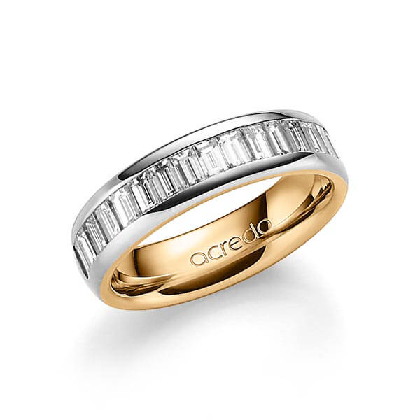 bicolor Memoire-Trauring/Ehering in außen Platin 950 , innen Roségold 750 halbausgefasst mit zus. 1,36 ct. Baguette-Diamant tw, vs von acredo - A-1552-9 bicolor Memoire-Trauring/Ehering in außen Platin 950 , innen Roségold 750 halbausgefasst mit zus. 1,36 ct. Baguette-Diamant tw, vs von acredo - A-1552-9