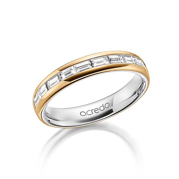 bicolor Memoire-Trauring/Ehering in außen Roségold 585 , innen Graugold 585 halbausgefasst mit zus. 0,8 ct. Baguette-Diamant tw, vs von acredo - A-1557-1 bicolor Memoire-Trauring/Ehering in außen Roségold 585 , innen Graugold 585 halbausgefasst mit zus. 0,8 ct. Baguette-Diamant tw, vs von acredo - A-1557-1