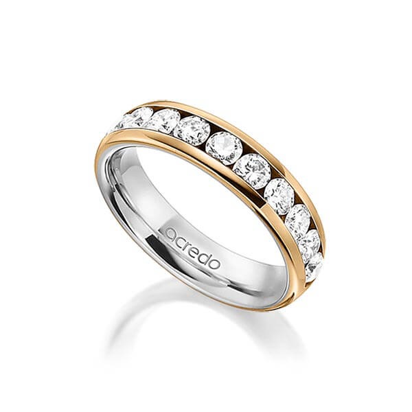 bicolor Memoire-Trauring/Ehering in außen Roségold 750 , innen Platin 950 halbausgefasst mit zus. 1,1 ct. Brillant tw, si von acredo - A-1558-9 bicolor Memoire-Trauring/Ehering in außen Roségold 750 , innen Platin 950 halbausgefasst mit zus. 1,1 ct. Brillant tw, si von acredo - A-1558-9
