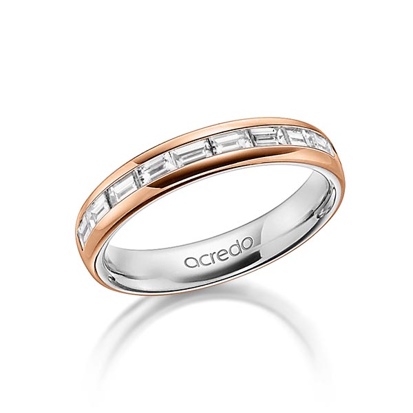 bicolor Memoire-Trauring/Ehering in außen Rotgold 585 , innen Graugold 585 halbausgefasst mit zus. 0,8 ct. Baguette-Diamant tw, vs von acredo - A-1557-3 bicolor Memoire-Trauring/Ehering in außen Rotgold 585 , innen Graugold 585 halbausgefasst mit zus. 0,8 ct. Baguette-Diamant tw, vs von acredo - A-1557-3