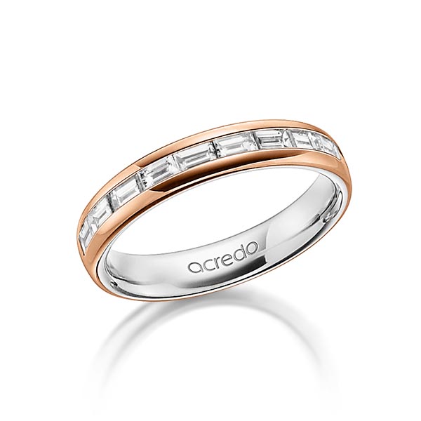 bicolor Memoire-Trauring/Ehering in außen Rotgold 750 , innen Platin 950 halbausgefasst mit zus. 0,8 ct. Baguette-Diamant tw, vs von acredo - A-1557-11 bicolor Memoire-Trauring/Ehering in außen Rotgold 750 , innen Platin 950 halbausgefasst mit zus. 0,8 ct. Baguette-Diamant tw, vs von acredo - A-1557-11