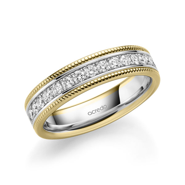 bicolor Memoire-Trauring/Ehering in Gelbgold 585 Weißgold 585 halbausgefasst mit zus. 0,45 ct. Brillant tw, si von acredo - A-1756-14 bicolor Memoire-Trauring/Ehering in Gelbgold 585 Weißgold 585 halbausgefasst mit zus. 0,45 ct. Brillant tw, si von acredo - A-1756-14