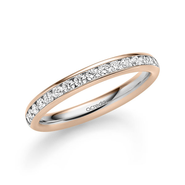 bicolor Memoire-Trauring/Ehering in Rotgold 585 Graugold 585 halbausgefasst mit zus. 0,48 ct. Brillant tw, si von acredo