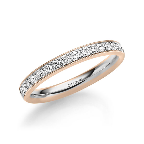 bicolor Memoire-Trauring/Ehering in Rotgold 585 Graugold 585 halbausgefasst mit zus. 0,4 ct. Brillant tw, si von acredo