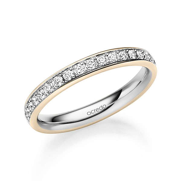 bicolor Memoire-Trauring/Ehering in Signature Gold 585 Weißgold 585 halbausgefasst mit zus. 0,27 ct. Brillant tw, si von acredo