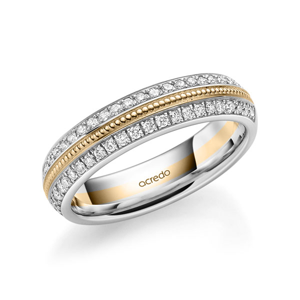 bicolor Memoire-Trauring/Ehering in Weißgold 585 Roségold 585 halbausgefasst mit zus. 0,384 ct. Brillant tw, si von acredo - A-1759-14 bicolor Memoire-Trauring/Ehering in Weißgold 585 Roségold 585 halbausgefasst mit zus. 0,384 ct. Brillant tw, si von acredo - A-1759-14