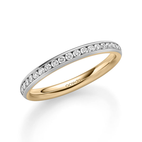 Bicolor Memoire-trouwring in buiten grijsgoud 14 kt. , binnen roségoud 14 kt. half gezet met in totaal 0,3 ct. Briljant tw/si van acredo - A-1677-13