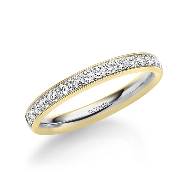 Bicolor Memoire-trouwring in geelgoud 14 kt. grijsgoud 14 kt. half gezet met in totaal 0,4 ct. Briljant tw/si van acredo - A-1727-10 Bicolor Memoire-trouwring in geelgoud 14 kt. grijsgoud 14 kt. half gezet met in totaal 0,4 ct. Briljant tw/si van acredo - A-1727-10